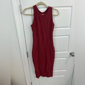 Lululemon Red Ribbed Midi Dress